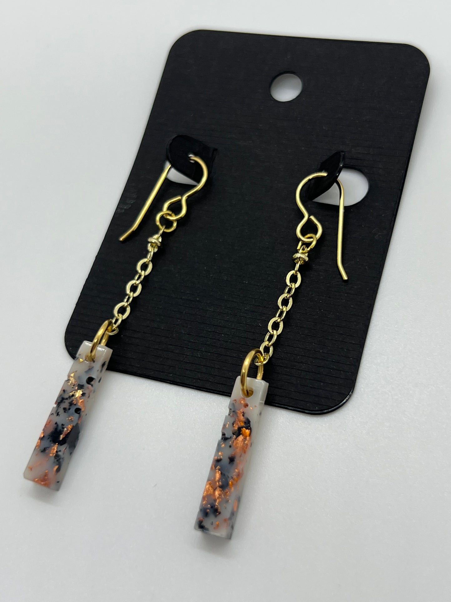 Beige & rose gold foil geometric earrings