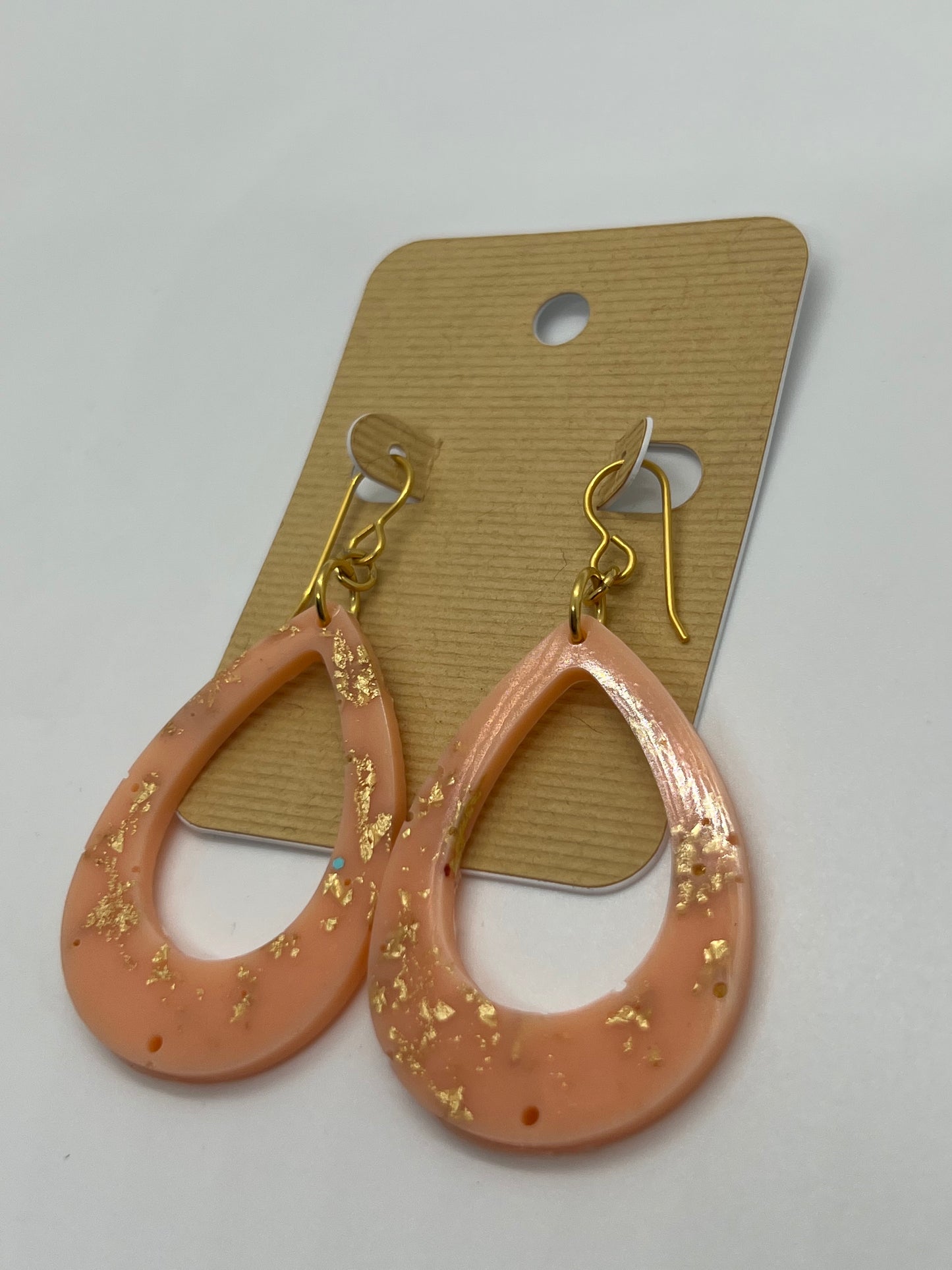 Peach & gold foil earrings