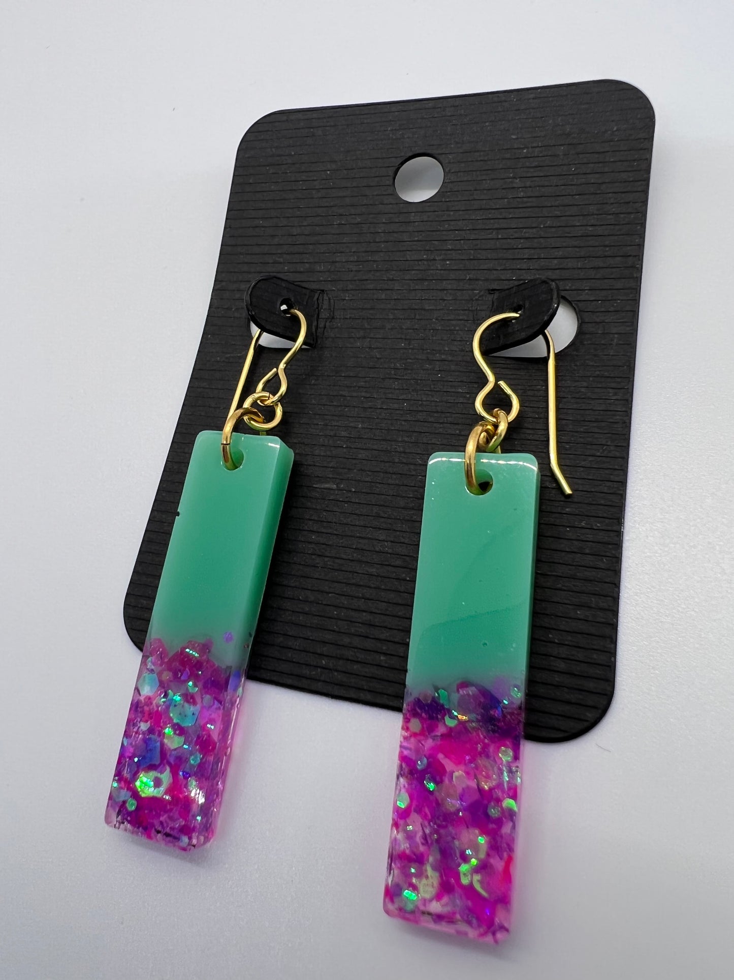 Thin mermaid green rectangle dangles