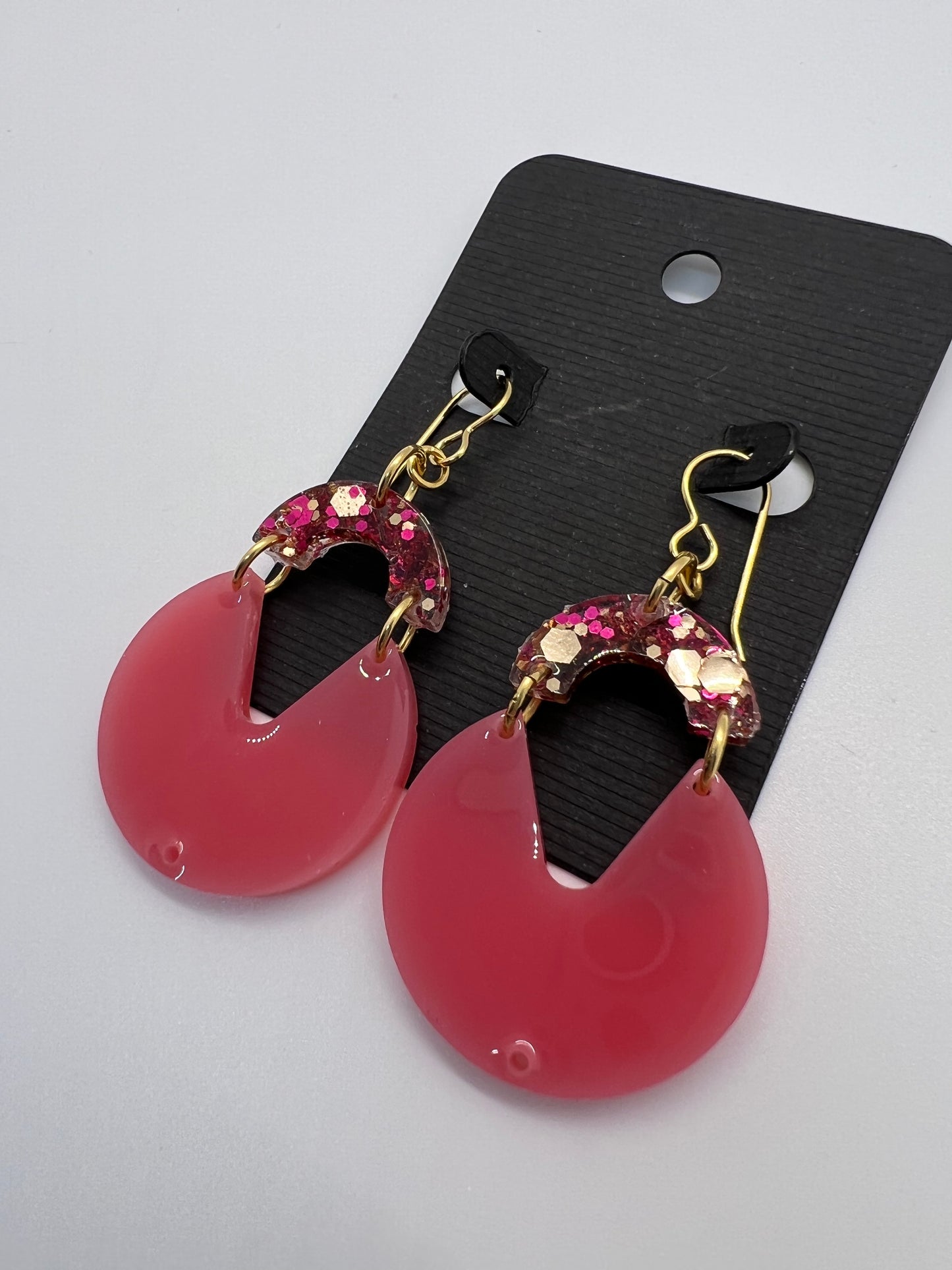 Pink Circle cut-out earrings