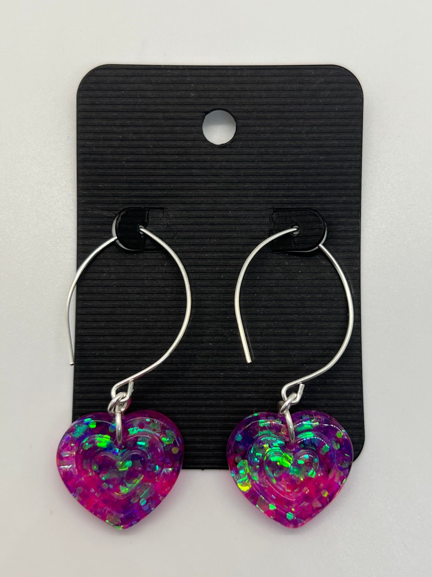 Mermaid pink heart earrings