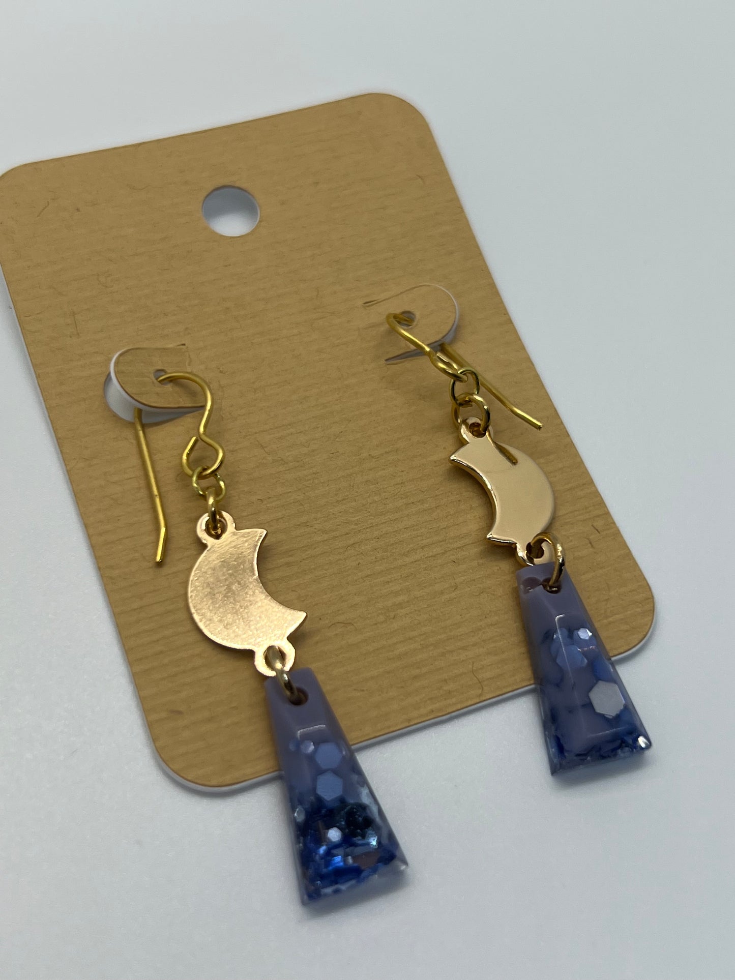 Tiny gold moon dangles