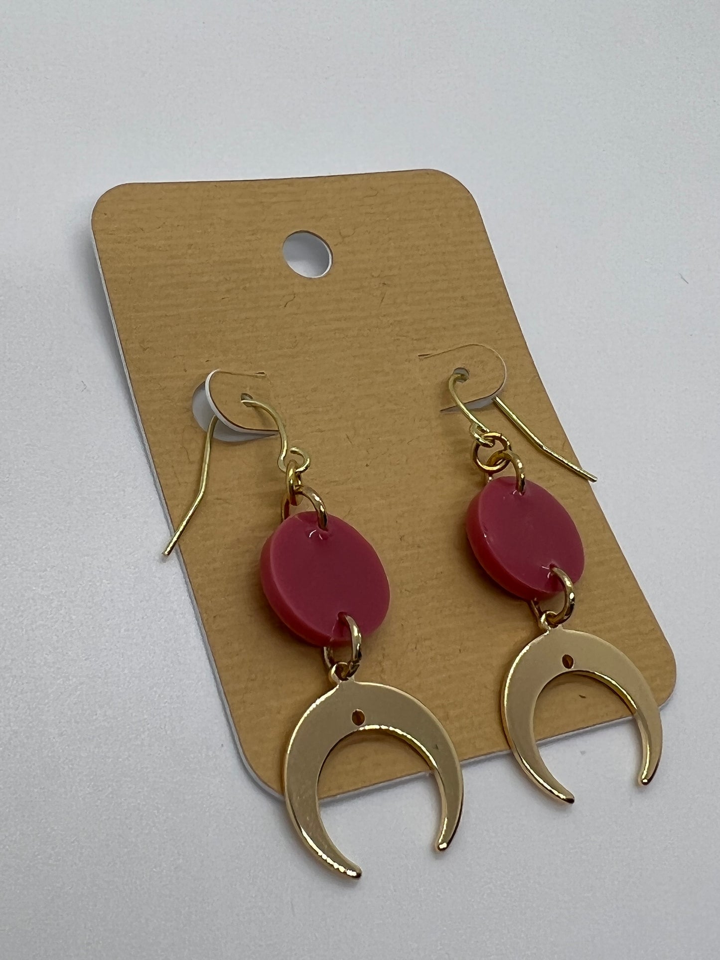 Cresent moon charms with small pomegranate round earrings