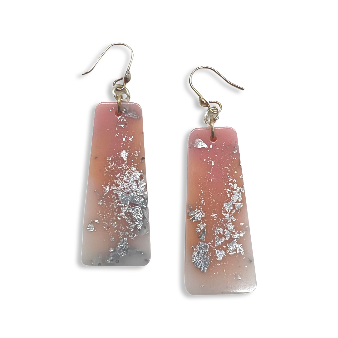 Light pink and white dangle earrings