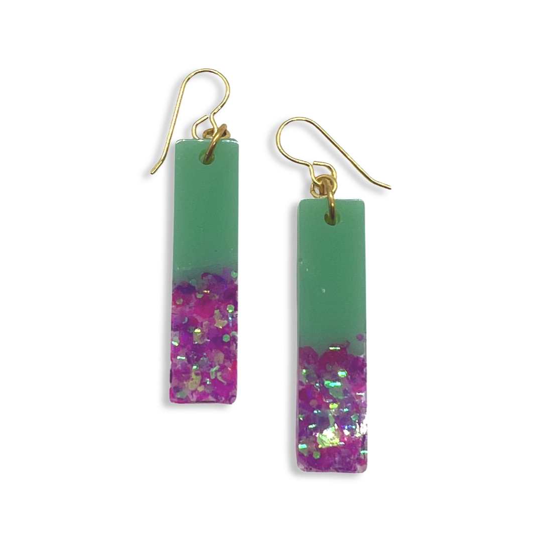 Thin mermaid green rectangle dangles