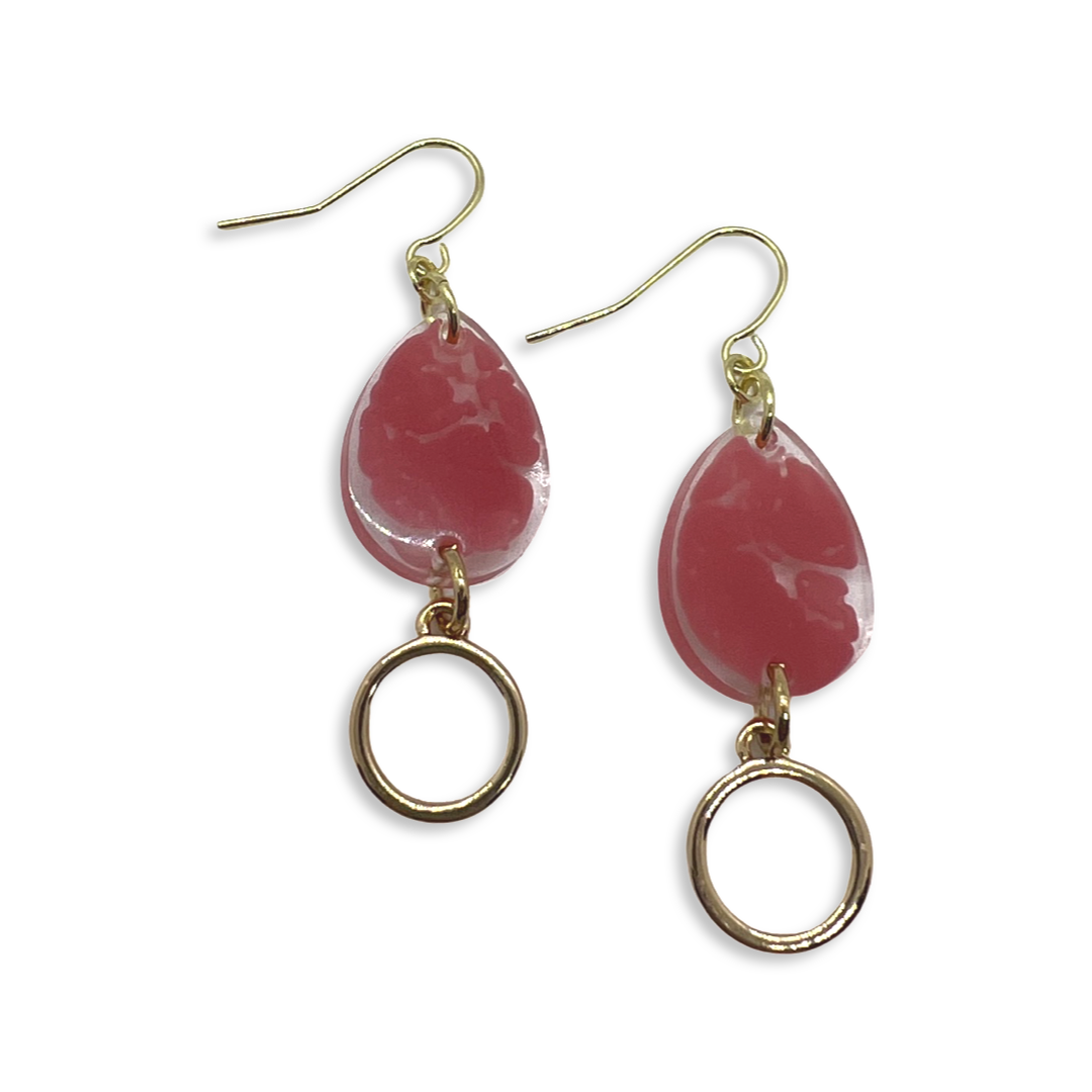 Pomegranate clear tear drop with small round charm