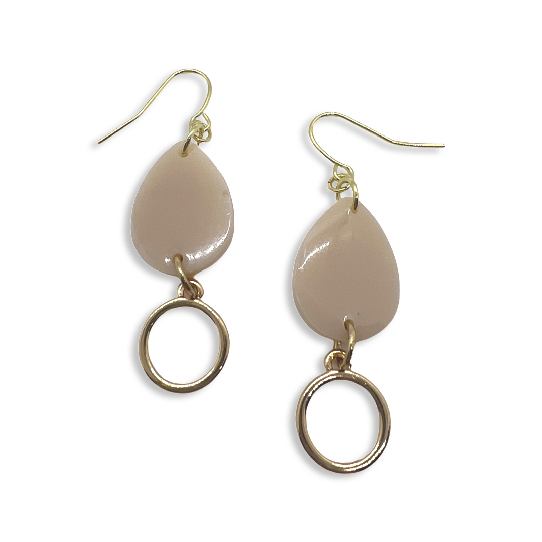 Beige tear drop with small round charm