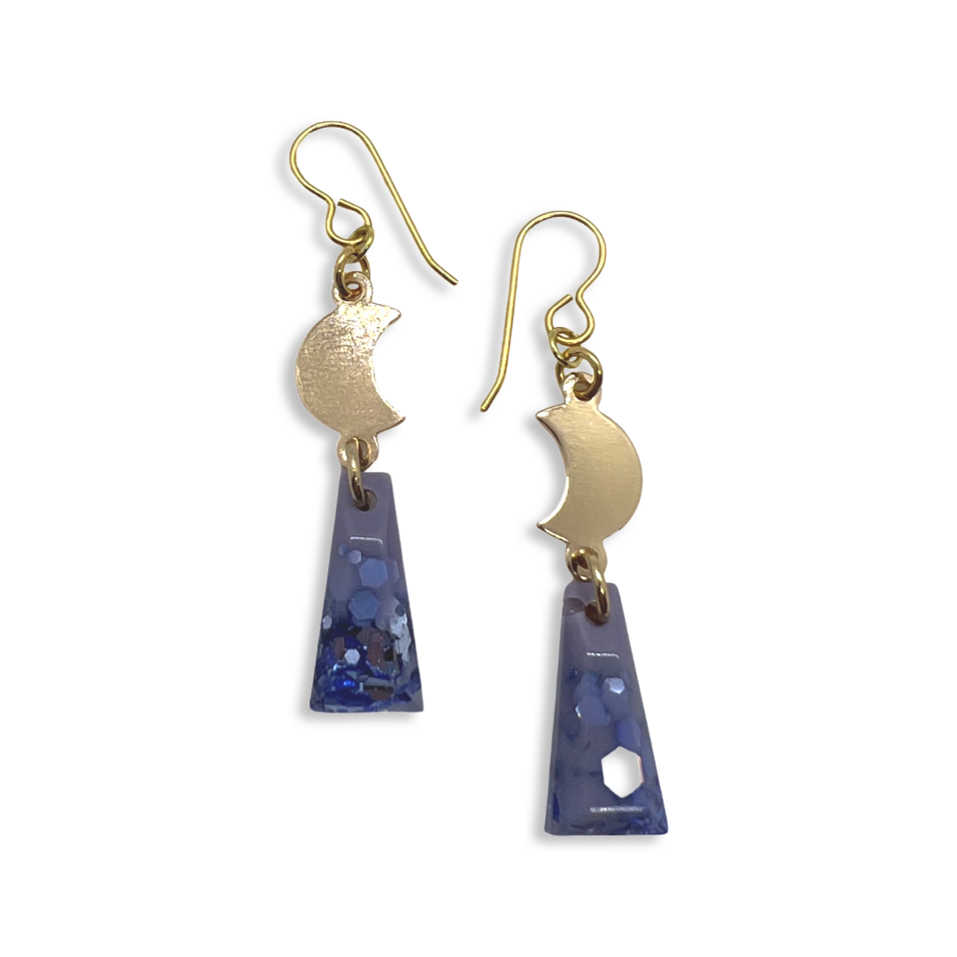 Tiny gold moon dangles