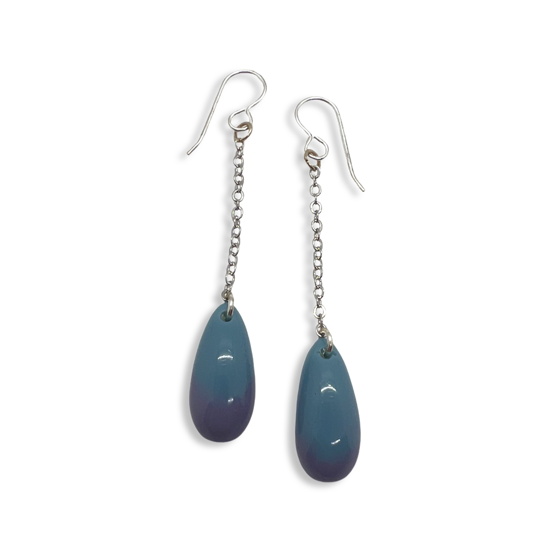 Blue & purple egg drop earrings