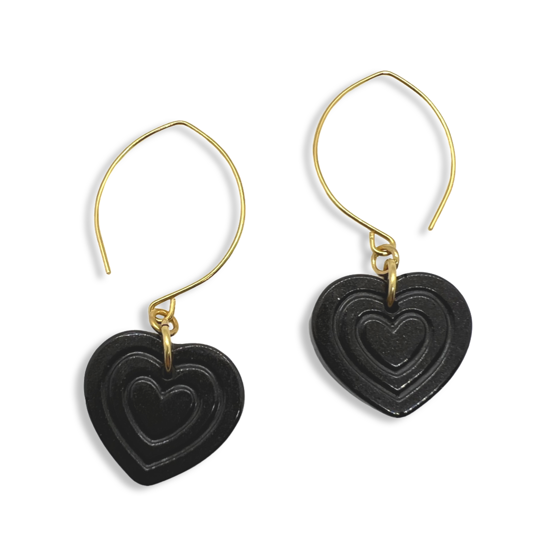 Black heart earrings