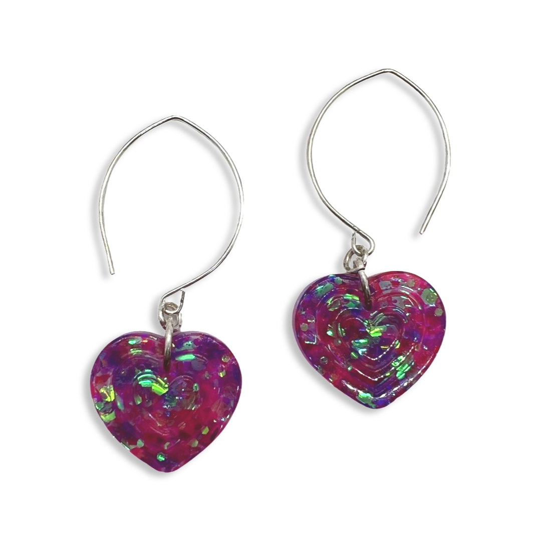 Mermaid pink heart earrings