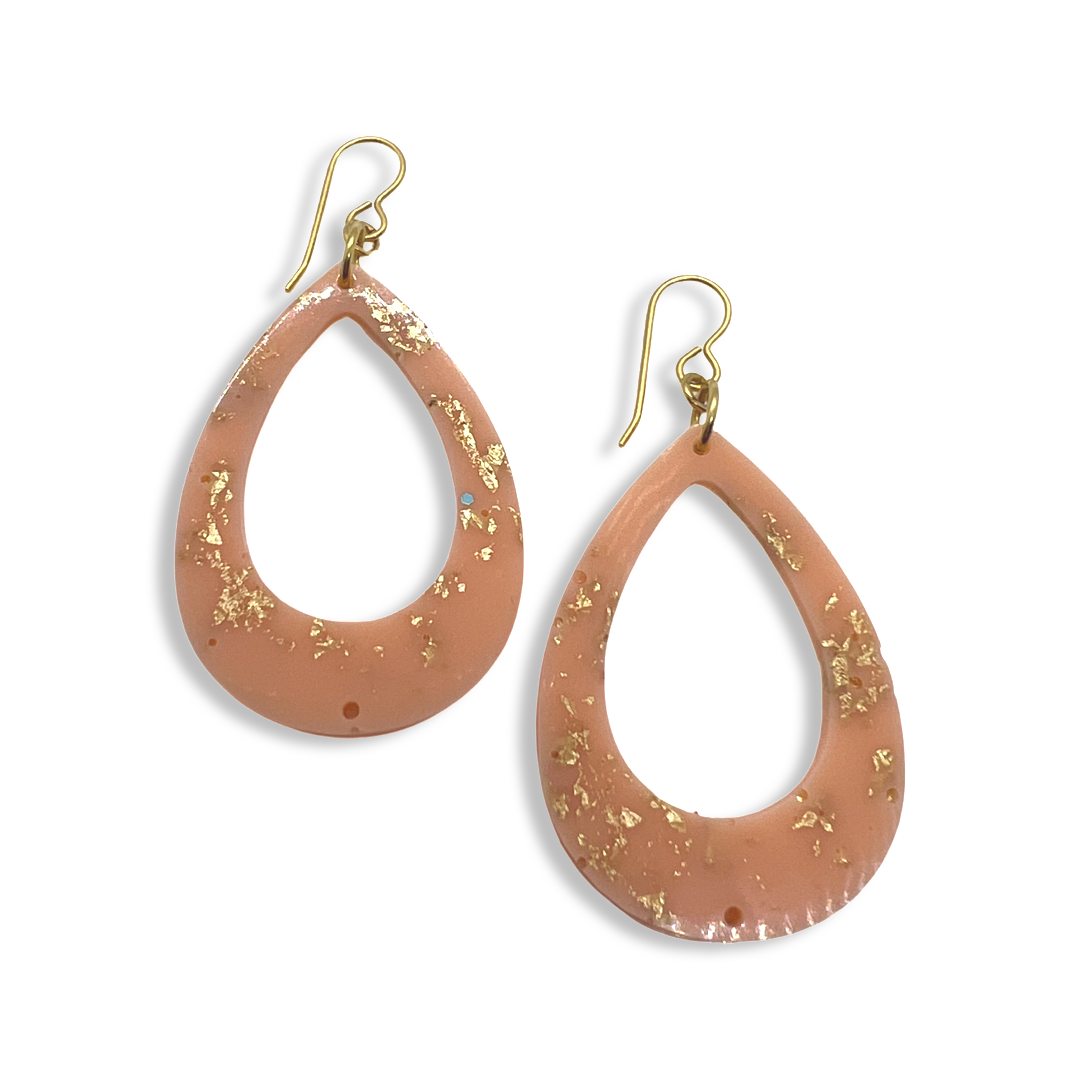 Peach & gold foil earrings