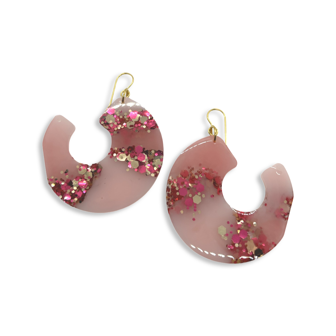 Thick pink hoop earrings