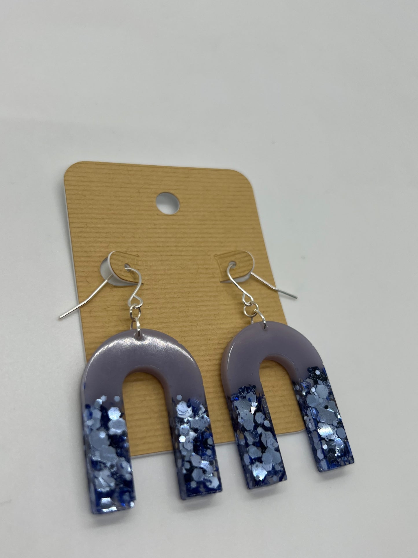 Purple little glitter arch earrings