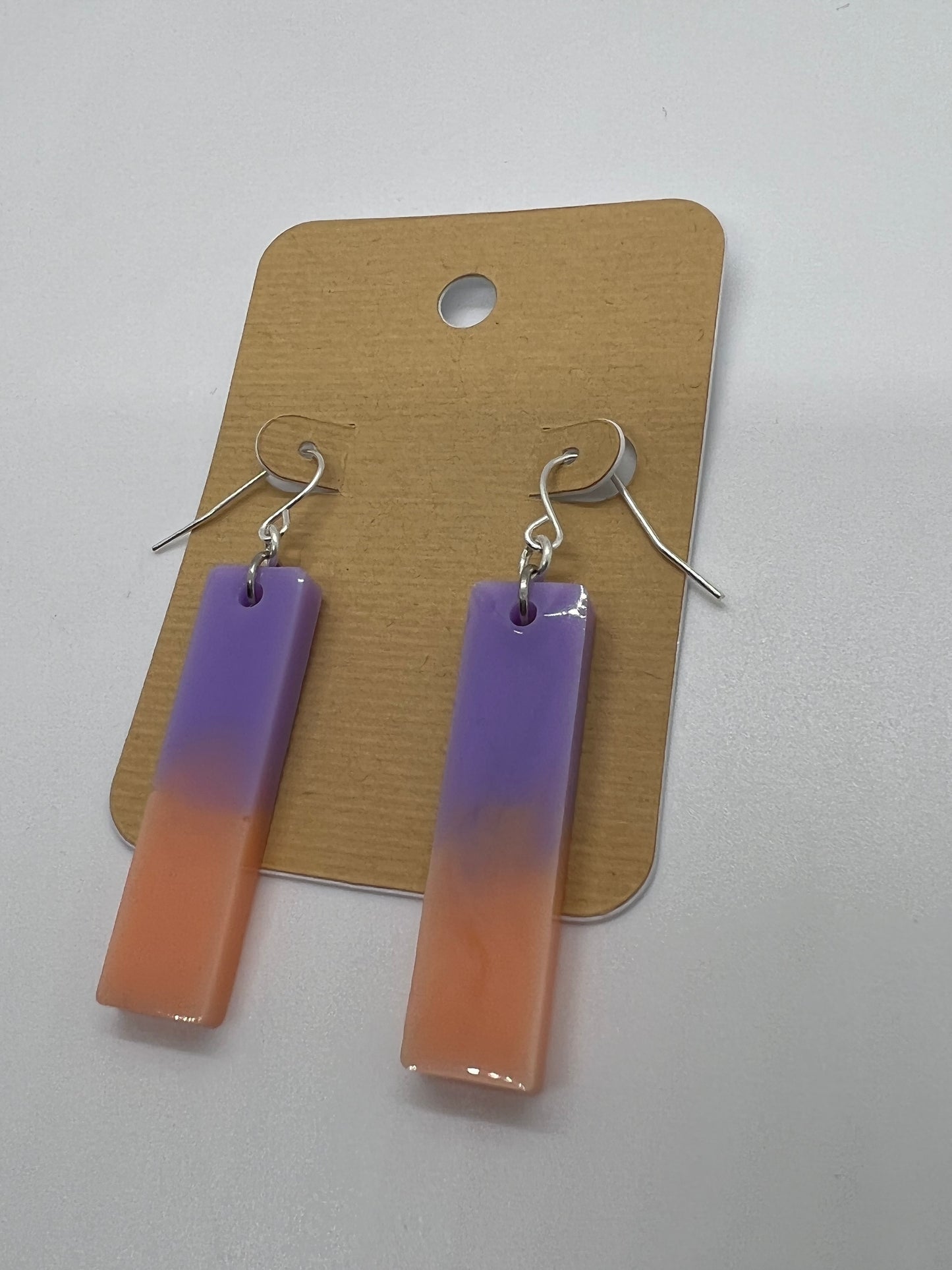 Orange & purple marbled rectangle dangles