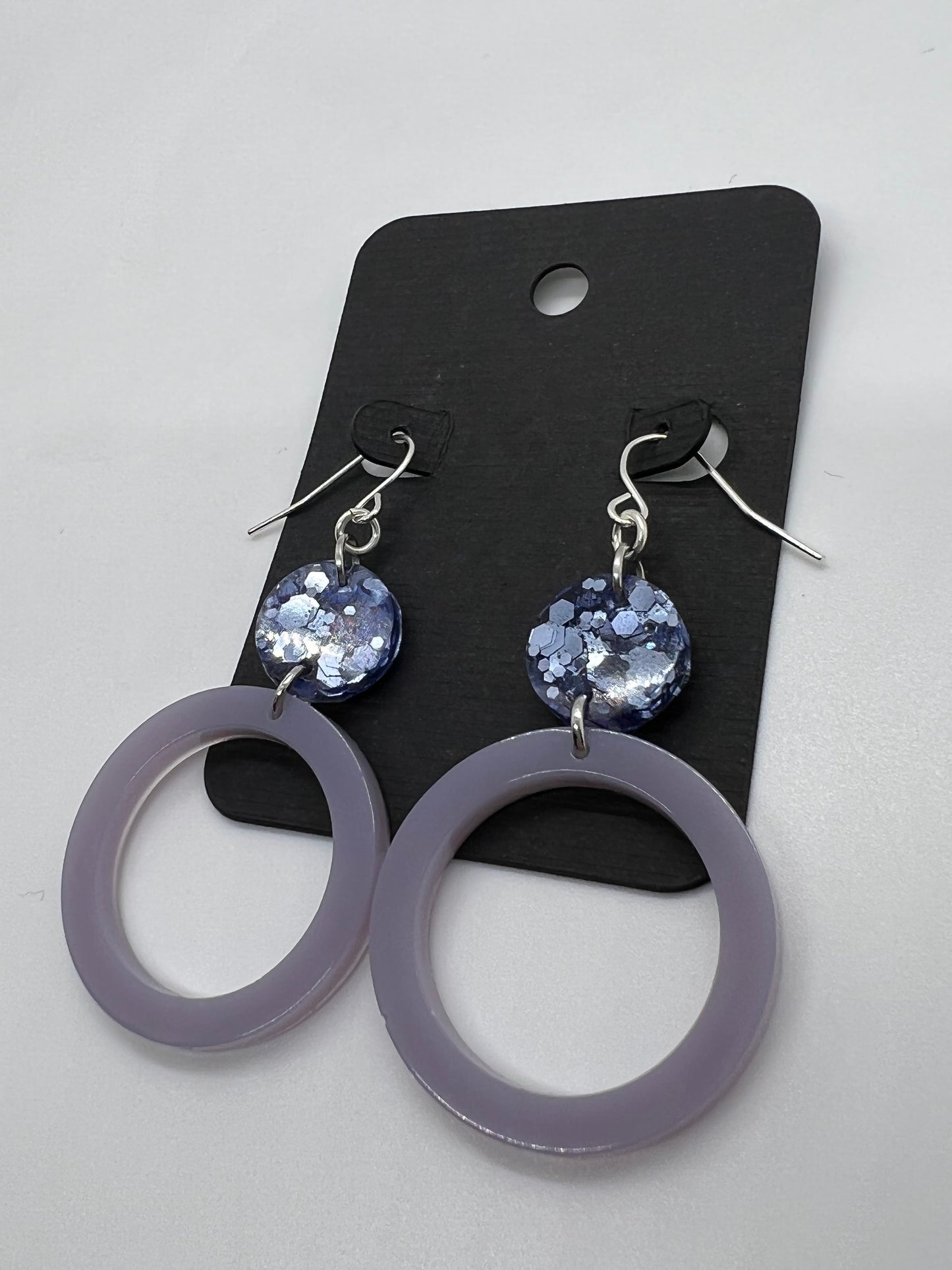 Purple drop hoop earrings