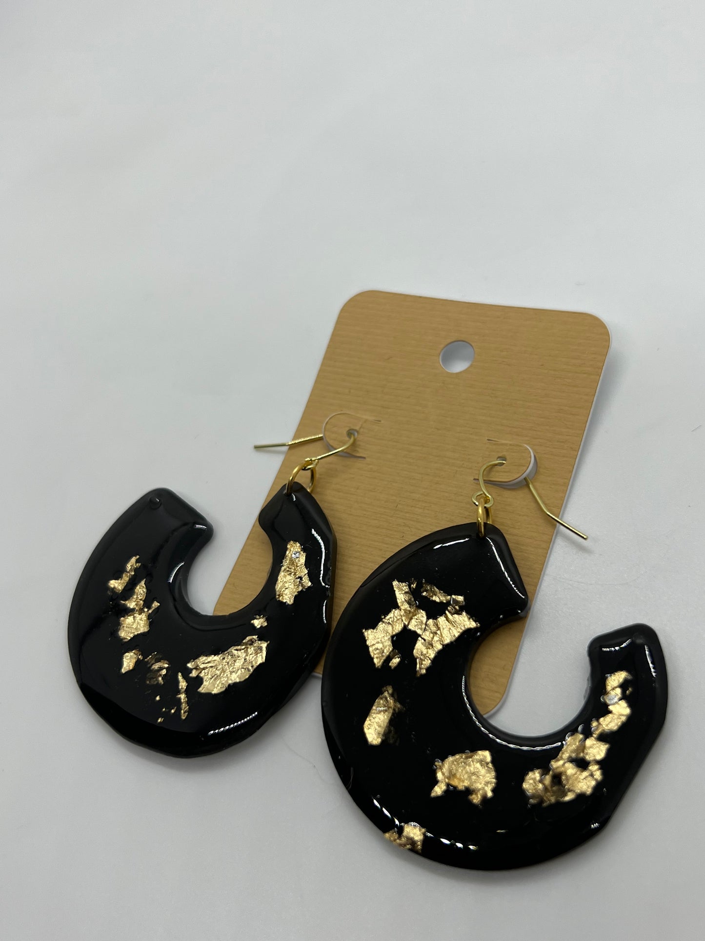 Black & gold thick hoop earrings