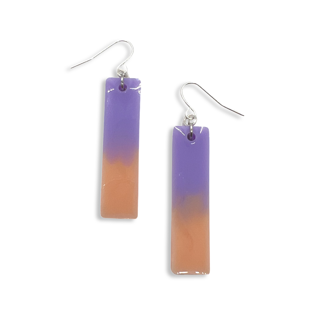 Orange & purple marbled rectangle dangles