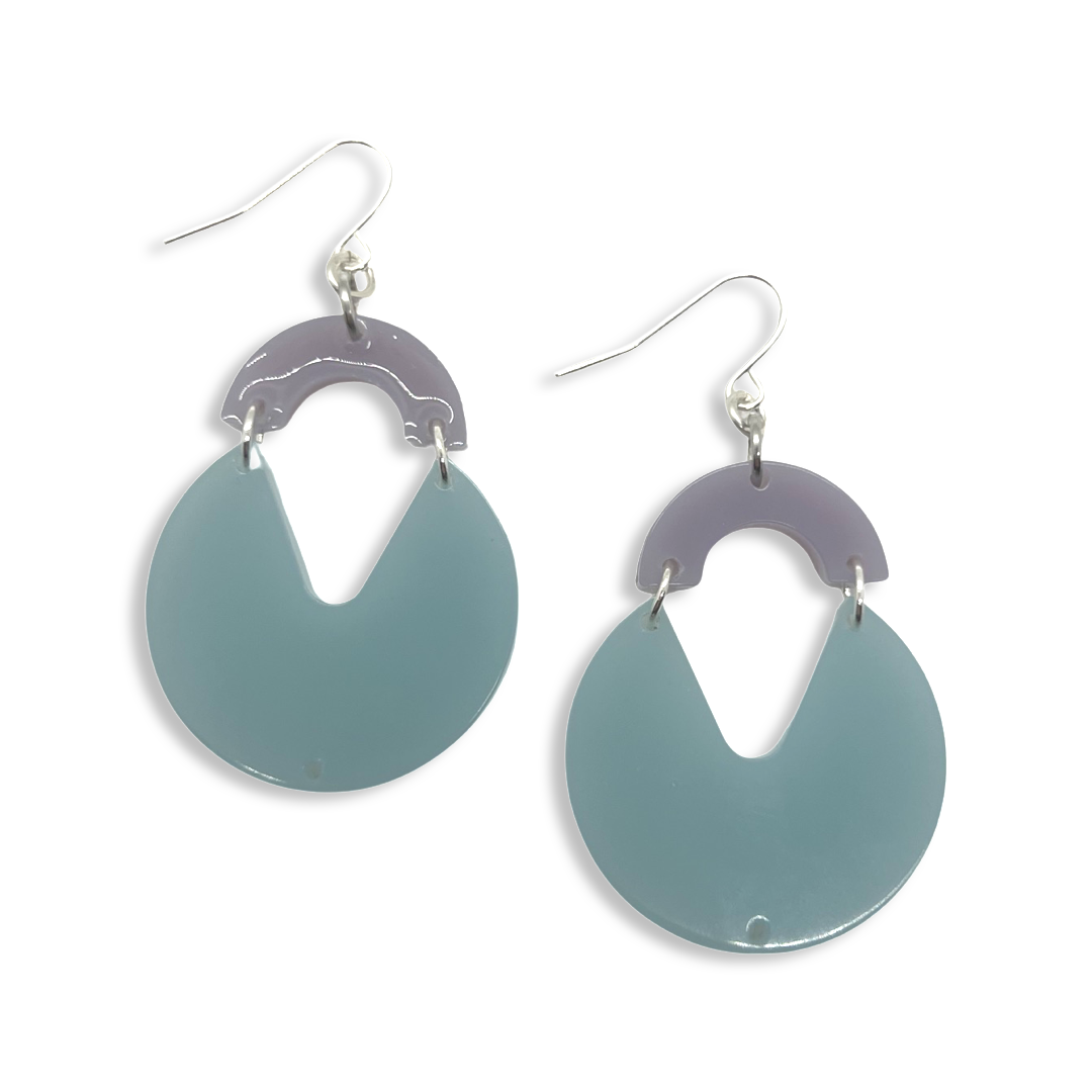 Teal circle cut-out earrings