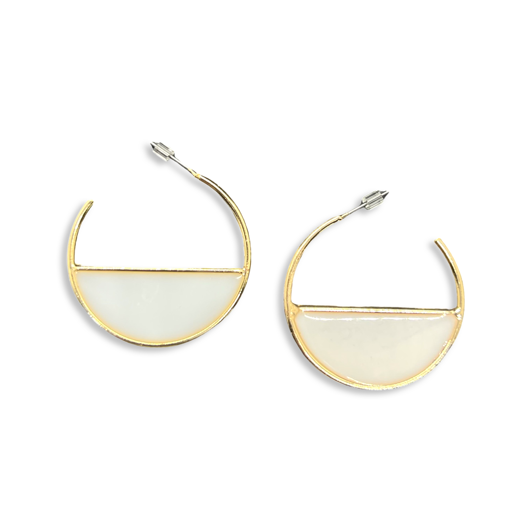 Half hoop white gold earrings