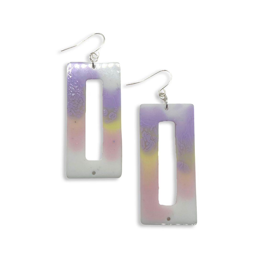 Pastel rectangle cut-out earrings