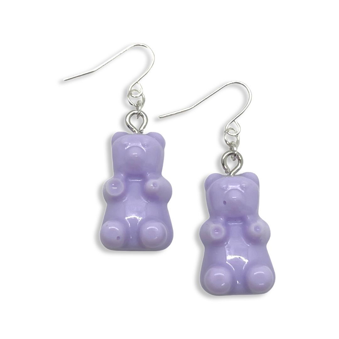 Pastel purple gummy bear earrings