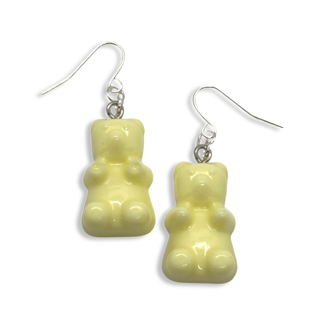 Pastel yellow gummy bear earrings