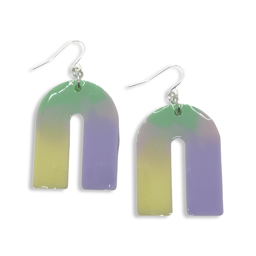 Multi-colored pastel arch earrings