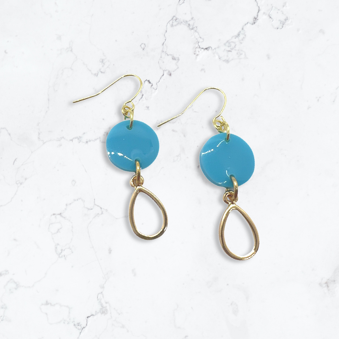 Sky blue rounds with tear drop charms