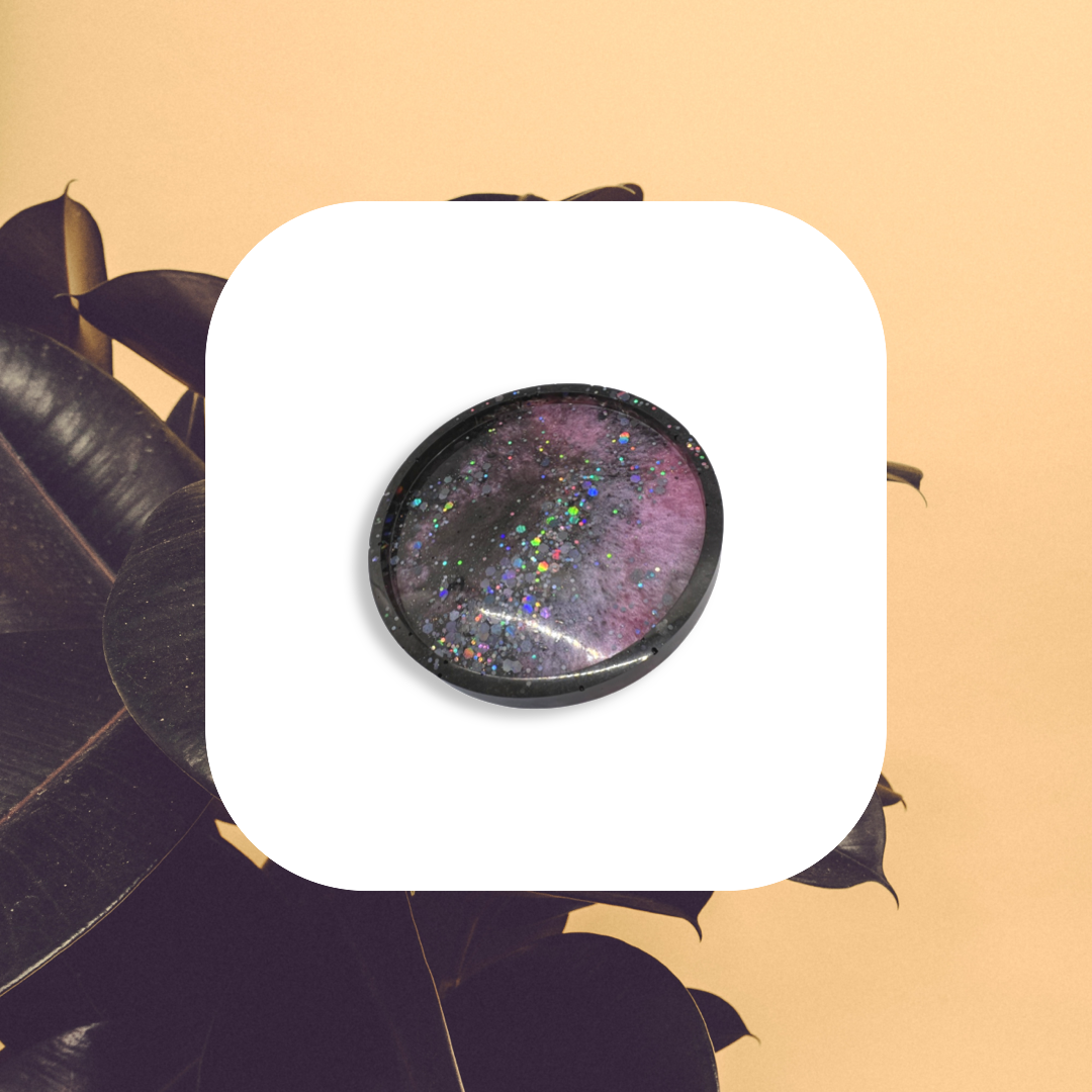 Pink circle glitter galaxy coaster