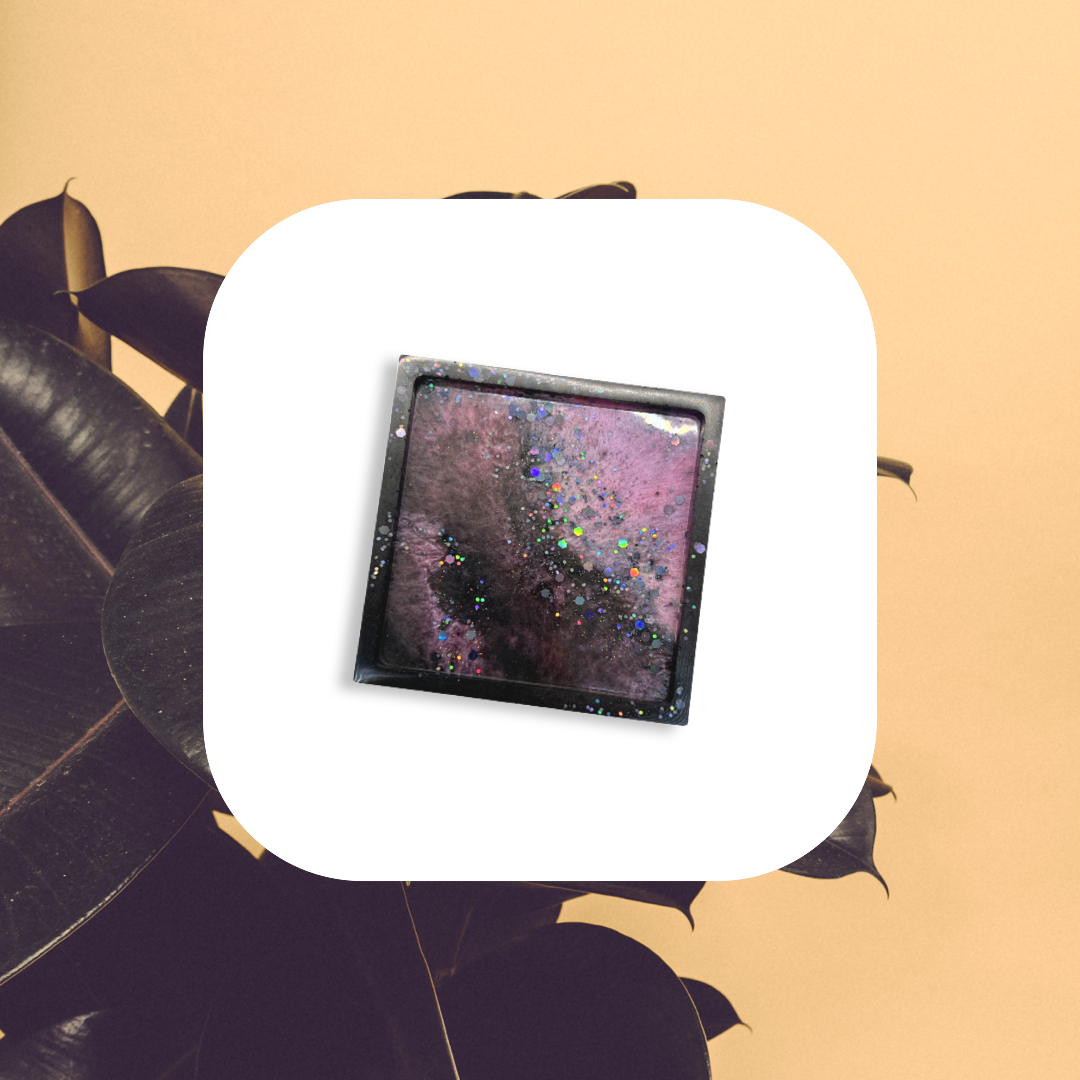 Pink square glitter galaxy coasters