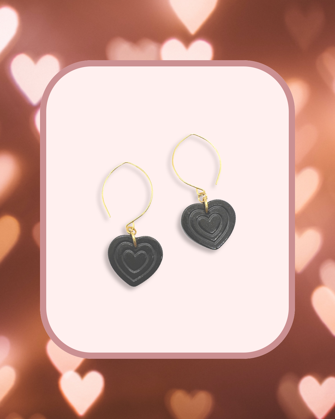 Black heart earrings