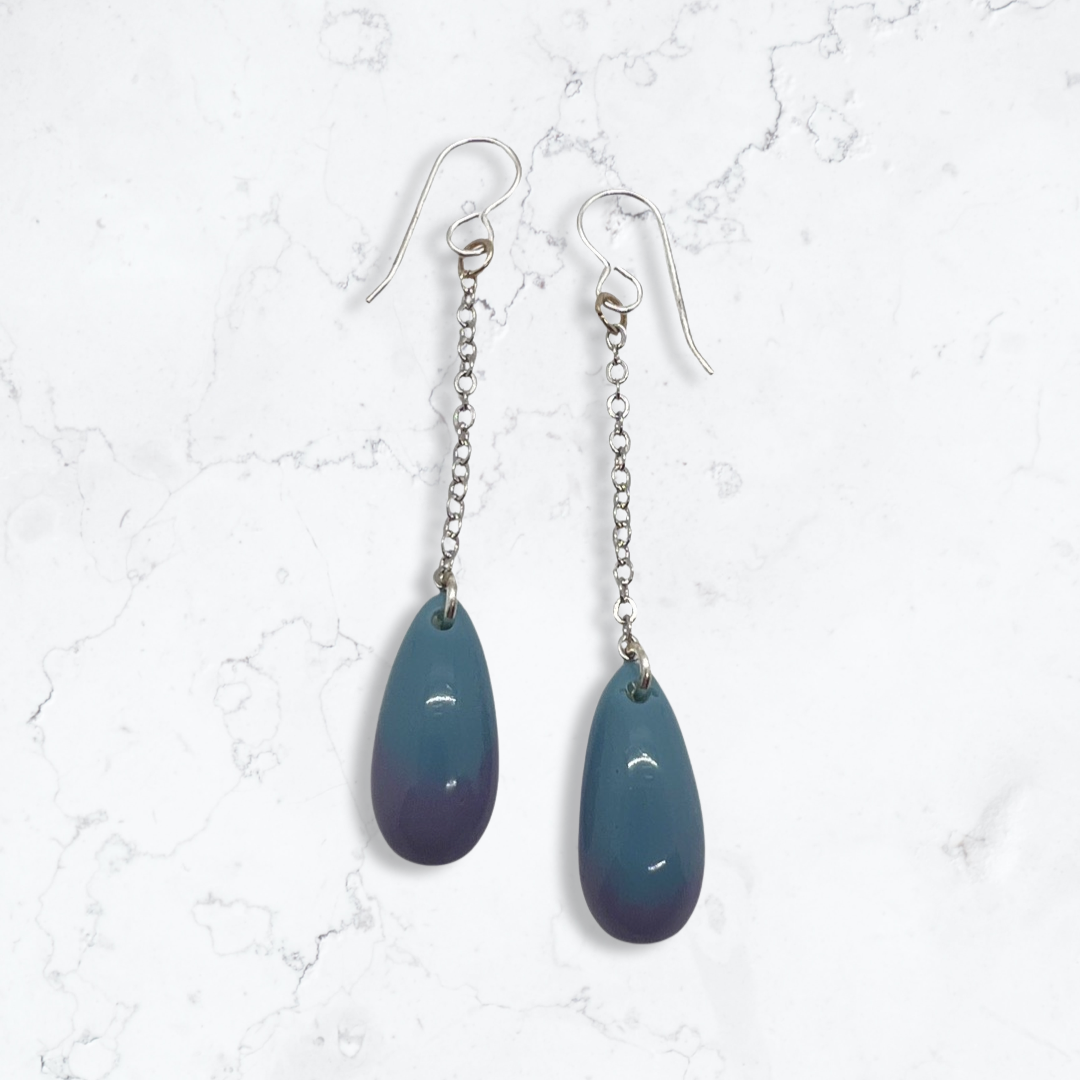 Blue & purple egg drop earrings