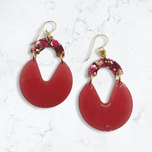 Pink Circle cut-out earrings