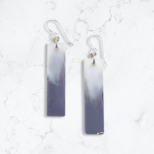 White & purple marbled rectangle dangles