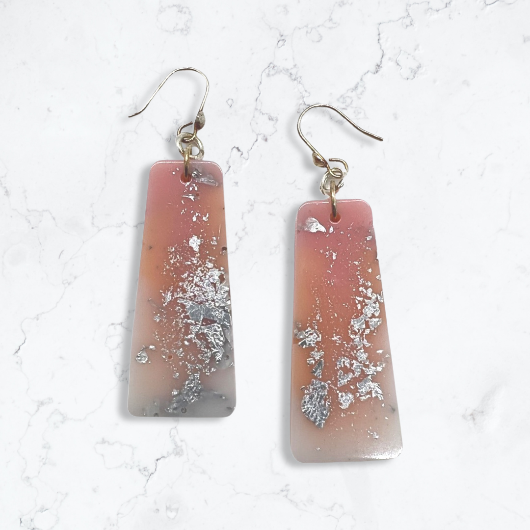 Light pink and white dangle earrings