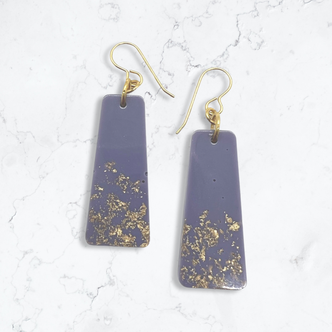 Purple & gold foil earrings