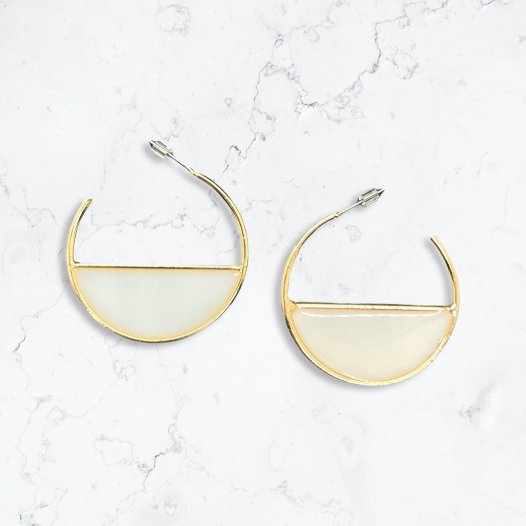 Half hoop white gold earrings