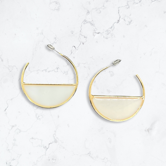 Half hoop white gold earrings