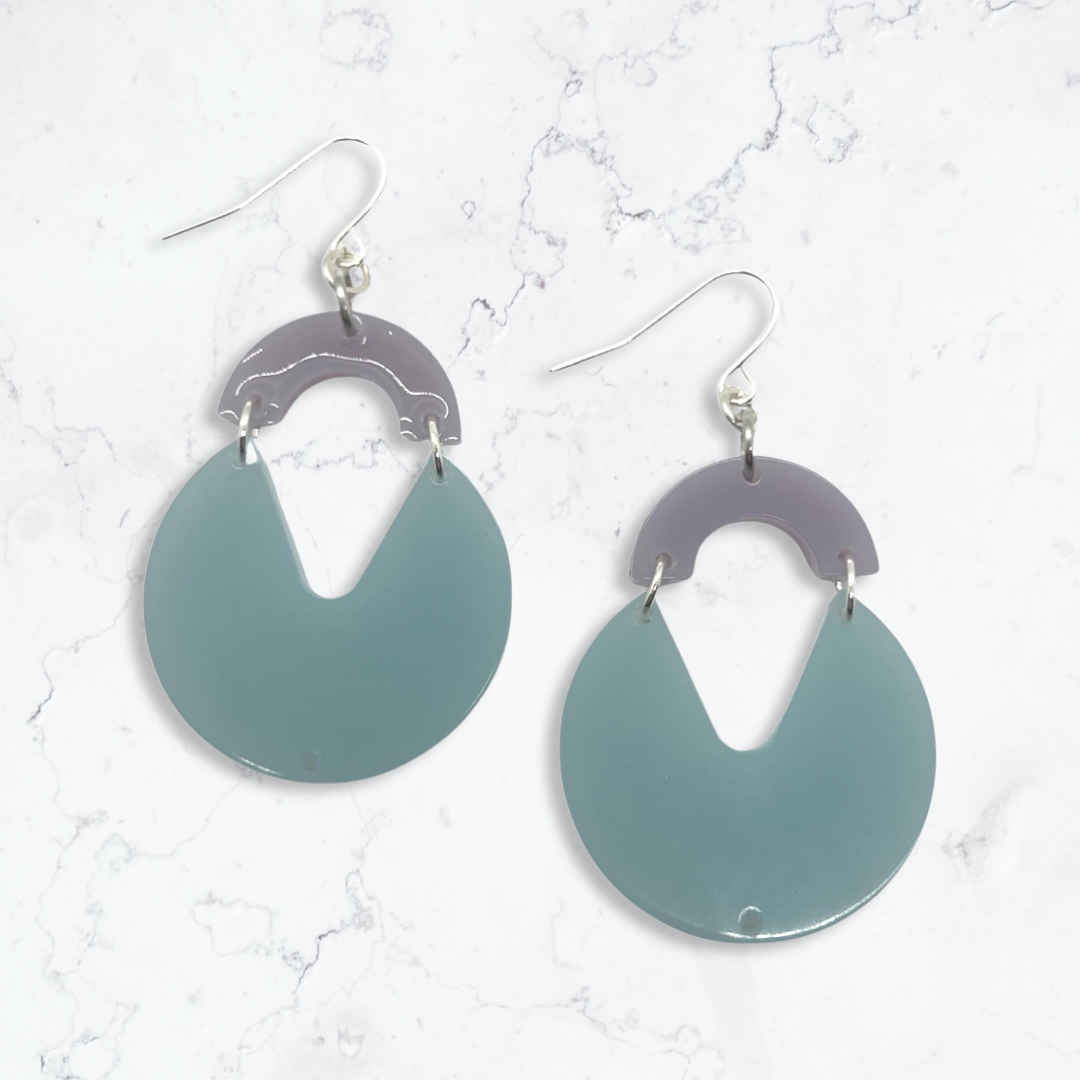 Teal circle cut-out earrings