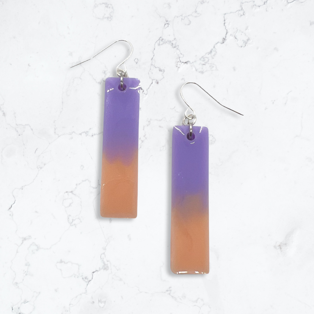 Orange & purple marbled rectangle dangles