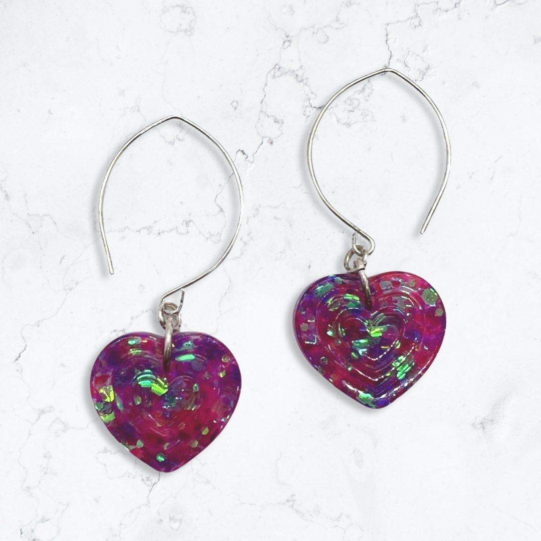 Mermaid pink heart earrings