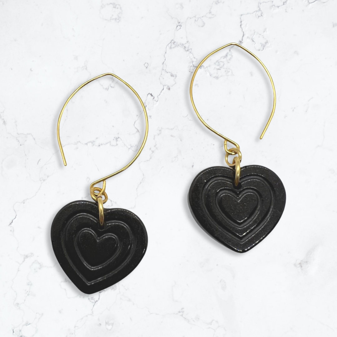 Black heart earrings