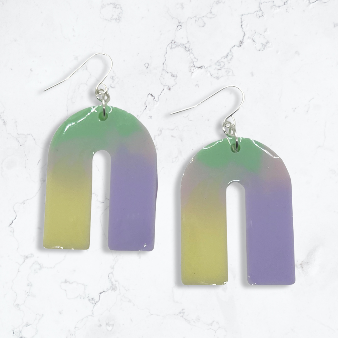 Multi-colored pastel arch earrings