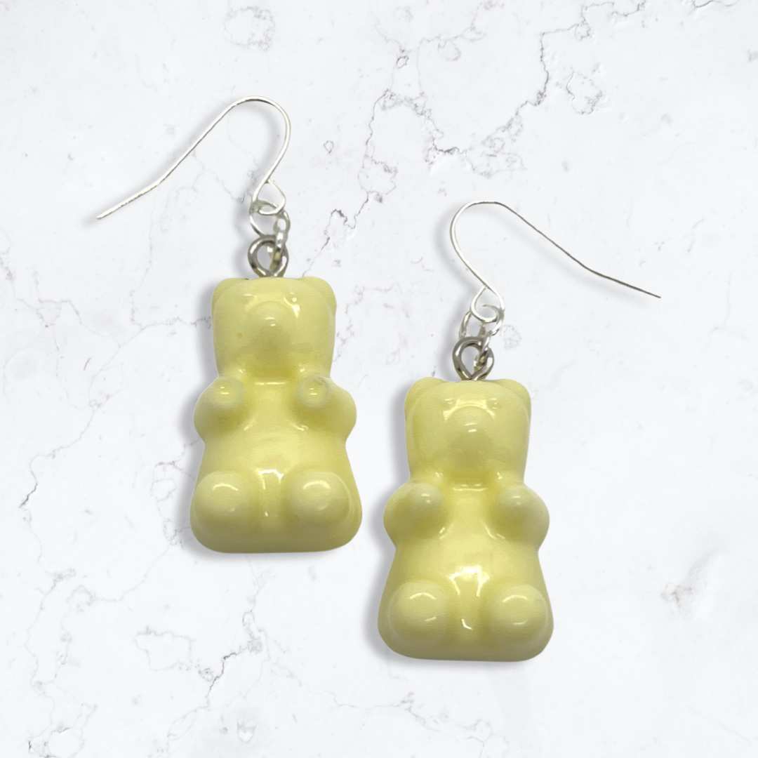 Pastel yellow gummy bear earrings