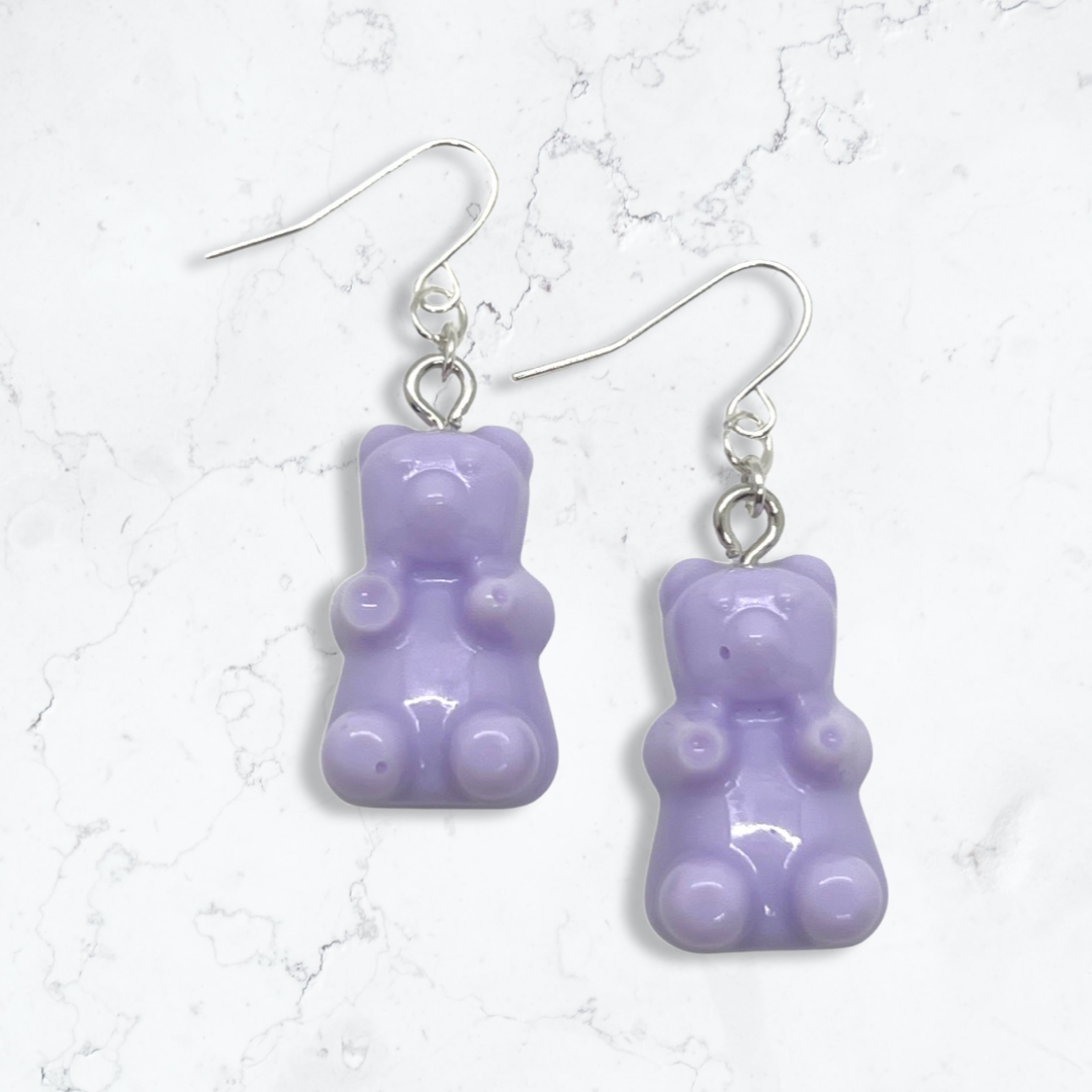 Pastel purple gummy bear earrings