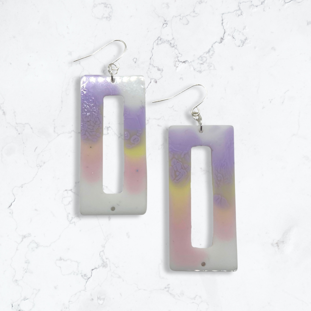 Pastel rectangle cut-out earrings