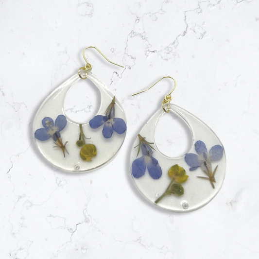 Teardrop cut-out flower earrings