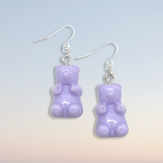 Pastel purple gummy bear earrings