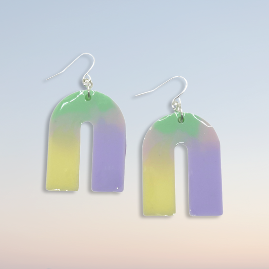 Multi-colored pastel arch earrings